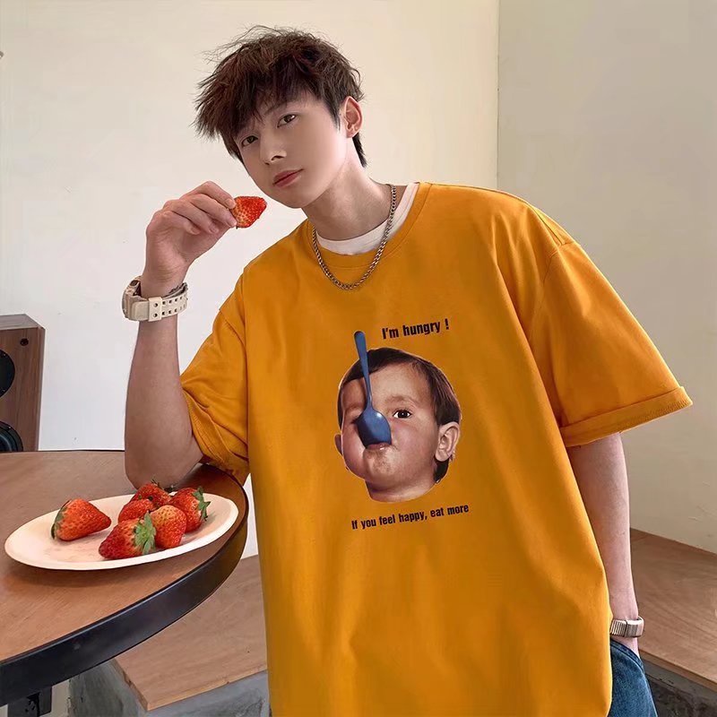 Áo Thun Tay Ngắn Dáng Rộng In Họa Tiết Hoạt Hình Phong Cách Nhật Bản Thời Trang Mùa Hè Cho Nam size M-8XL