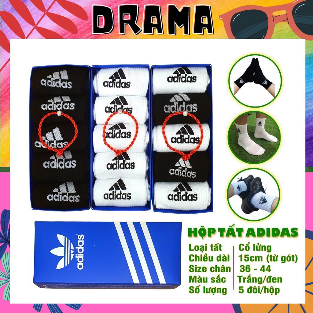 Tất nam cổ ngắn, Tất nữ ngắn cổ [Hộp 5 đôi Adidat] cotton dệt kim hàng dày xuất khẩu, hộp quà tặng PHỤ KIỆN DRAMA MS006