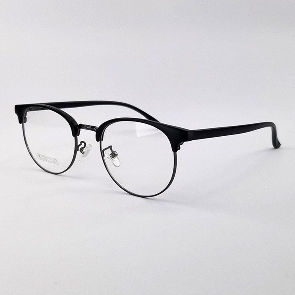 Gọng kính cận nam nữ tròn màu hồng, đen nhám chất liệu nhựa - kim loại 6214. Có sẵn tròng giả cận 0 độ chống tia UV | BigBuy360 - bigbuy360.vn