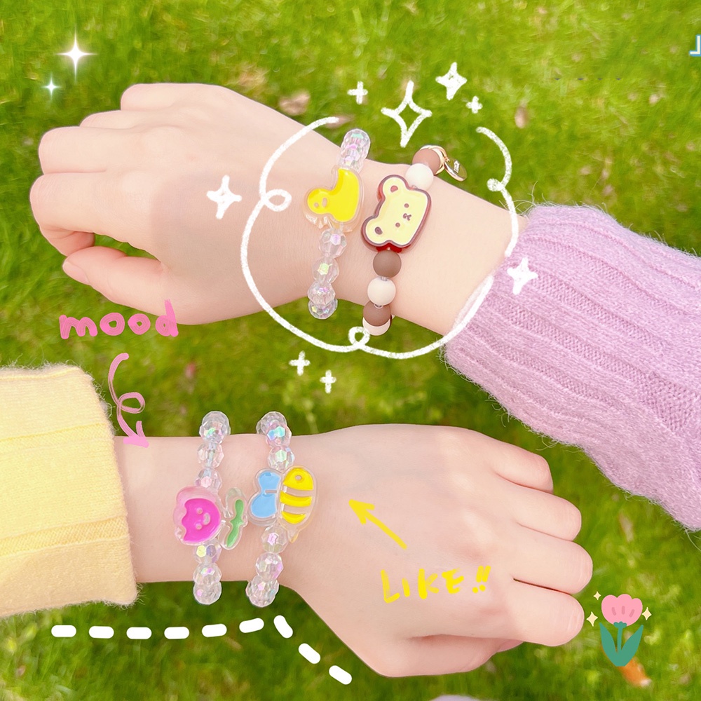 Dây Buộc Tóc Cao Su Đính Hạt Hình Hoạt Hình Dễ Thương