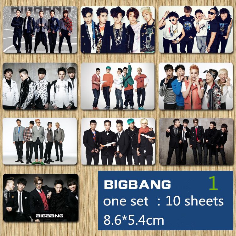 10 Cái / bộ Kpop BIGBANG Ablum Photocard Ảnh Pha Lê Thẻ Dán