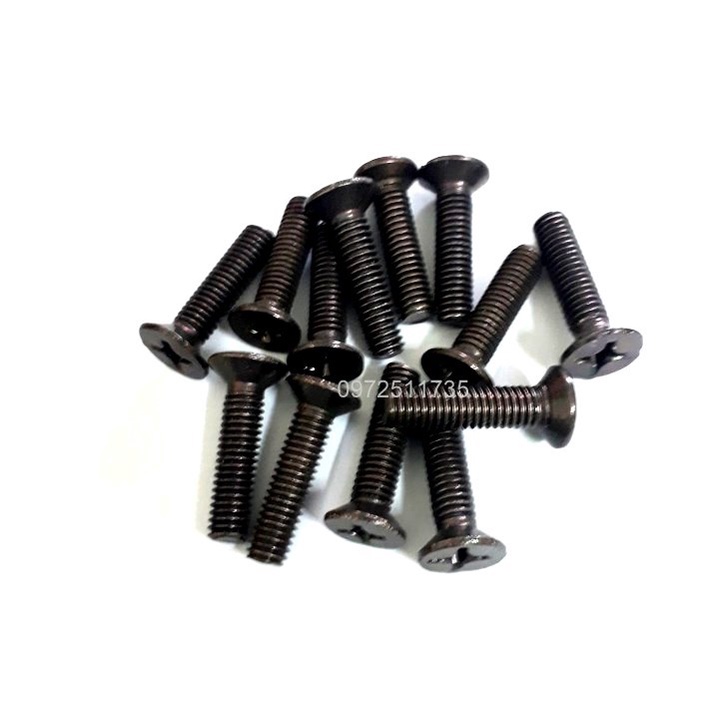 Vít bake đầu bằng thân bulong M6 mạ đen (50 con)