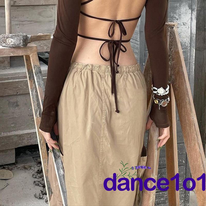 Chân Váy Dài Màu Sắc Retro Khiêu Vũ1O1-Y2k