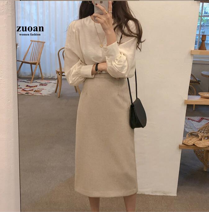 Áo SUXI chất liệu chiffon dài tay cổ tròn dáng rộng thời trang