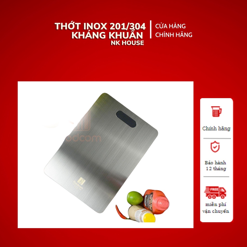 Thớt inox 201/304 Foodcom sạch sẽ, dễ dàng vệ sinh, an toàn cho người sử dụng