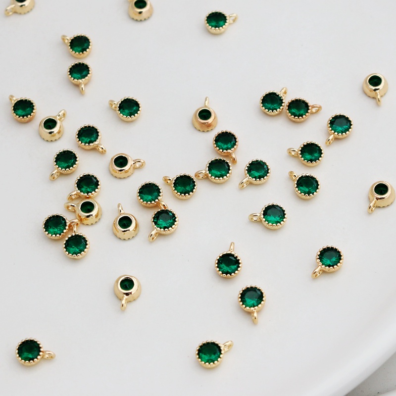 Mặt Dây Chuyền/ Khuyên Tai/ Vòng Tay/ Dây Chuyền Bằng Đồng 14k 5mm Đính Đá Zircon Nhiều Màu Sắc