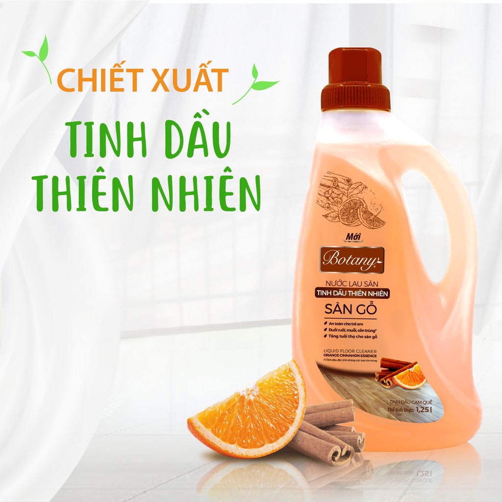 [Tặng chai Gel rửa tay Oải Hương] Nước Lau Sàn Chiết Xuất Tinh Dầu Thiên Nhiên hương Cam Quế chai 1.25 lít