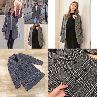 Áo dạ kẻ cổ vest