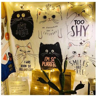 Tranh vải treo tường 6 chú mèo -may.decor-