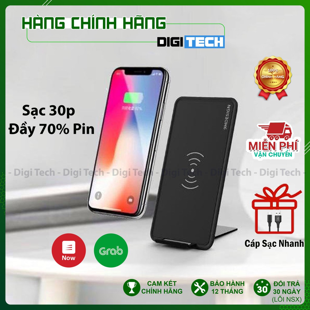 Đế Sạc Không Dây, Sạc Nhanh 30p Đầy 70% Pin Dùng Cho Các Dòng Samsung, Iphone, Xiaomi, Huawei