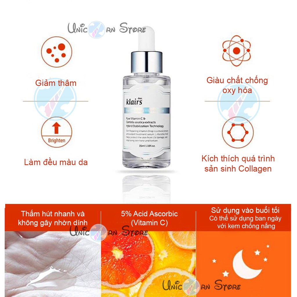 Klairs Freshly Juiced Vitamin Drop Tinh chất Vitamin C cho da nhạy cảm