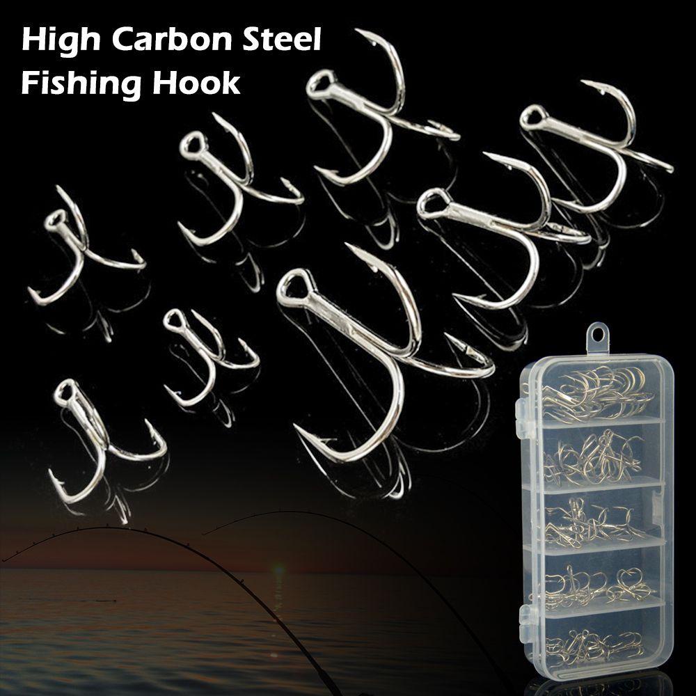 50 Lưỡi Câu Cá Ba Lưỡi Bằng Thép Carbon Trong Suốt