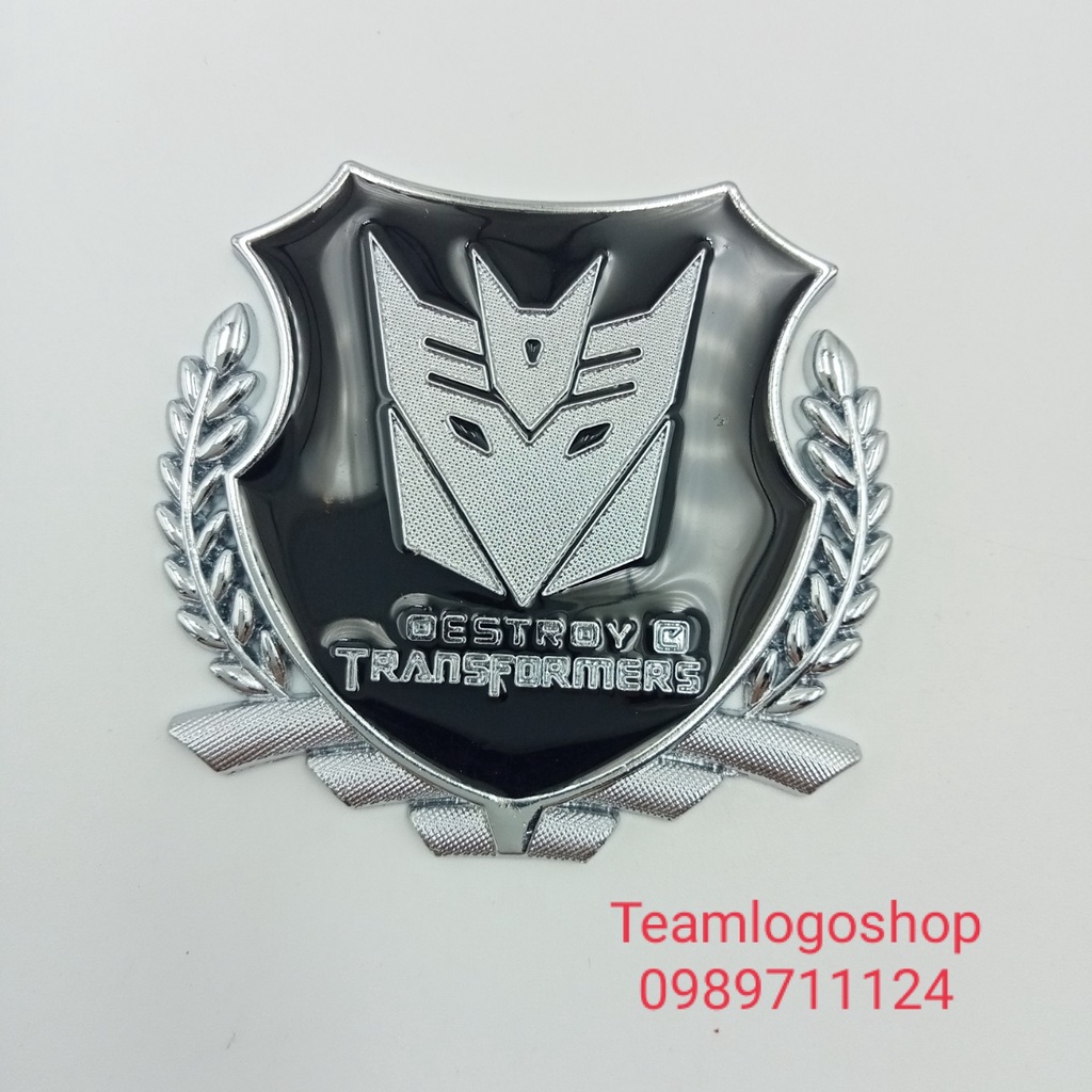 Tem xe ô tô Transformer Protect hình bông lúa tem dán xe oto ô to hợp kim kẽm màu Bạc