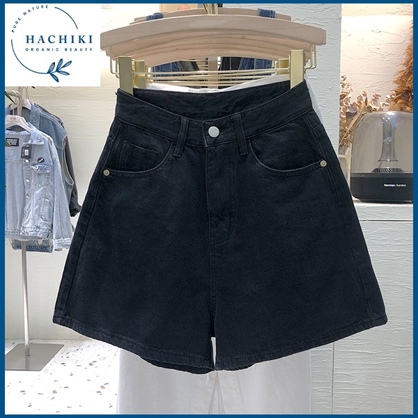 Quần đùi nữ jean lưng cao chất vải co giãn thoải mái thời trang cao cấp thương hiệu HACHIKI Quần đùi jean nữ