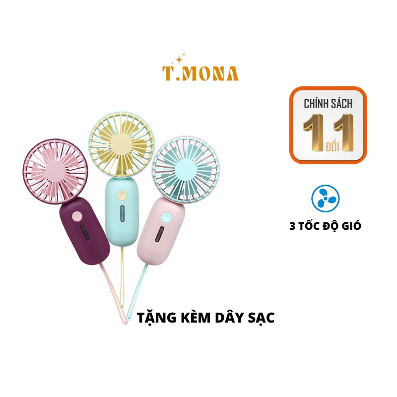 Quạt cầm tay mini sạc điện màu sắc xinh xắn nhỏ gọn
