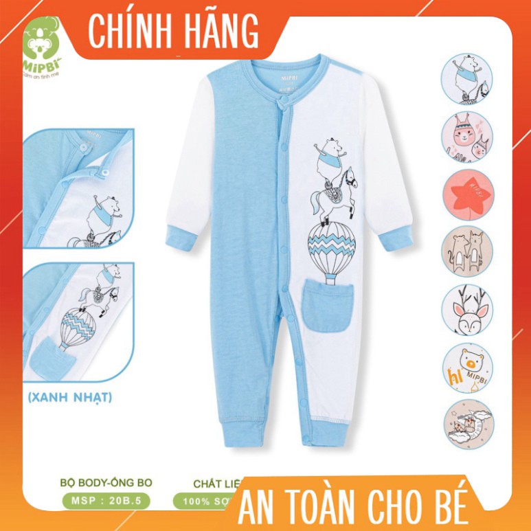 Body Liền Thân Dài Tay 💖SIÊU MỀM MẠI💖 Cho Bé Sơ Sinh Làm Từ Sợi Tre MIPBI. Bodysuit Dài Tay Êm Ái Nâng Niu [Hàng Chính