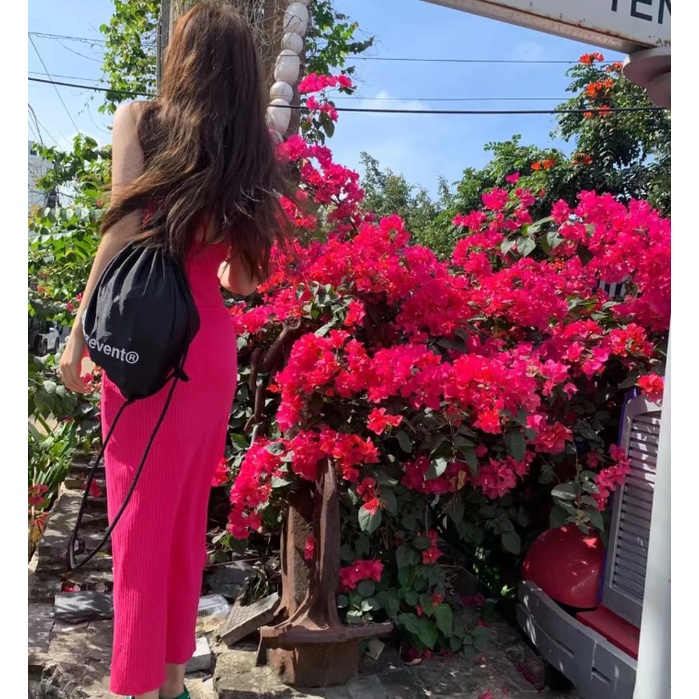 Đầm Dài Hai Dây Cổ Chữ V Hở Lưng Màu Trơn Dành Cho Nữ