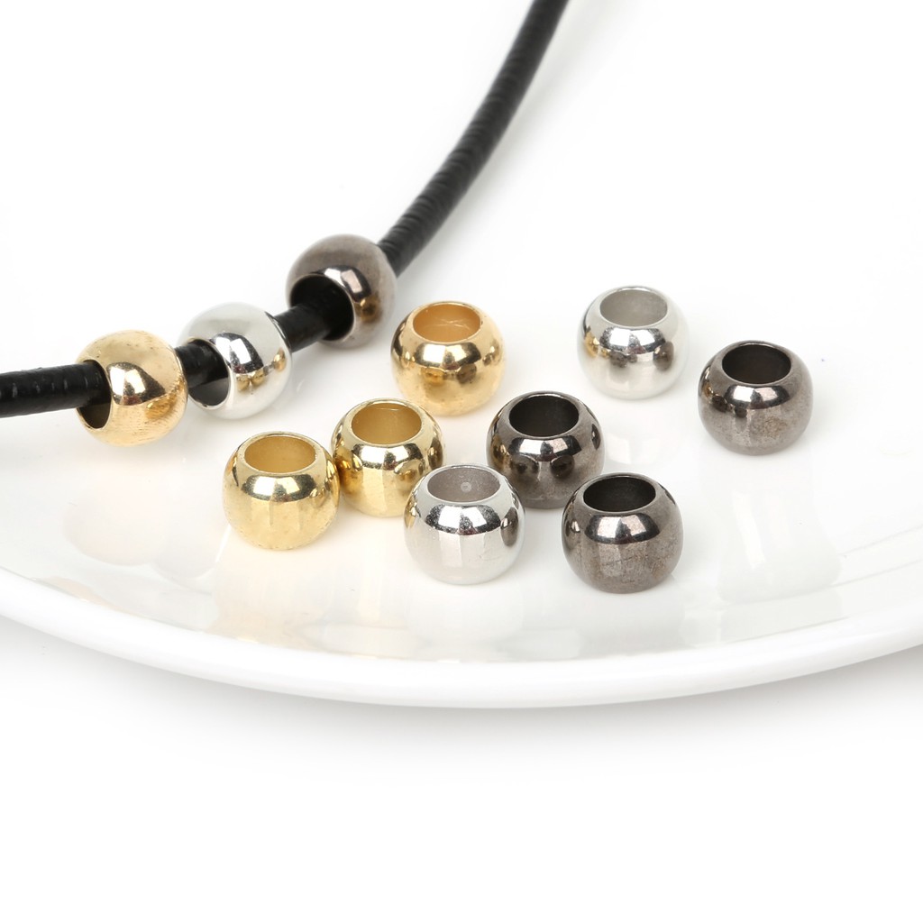 BEADIA Hạt Xỏ Lỗ Lớn Bằng Kim Loại Nhựa 4mm/6mm/8mm/10mm/12mm Làm Trang Sức