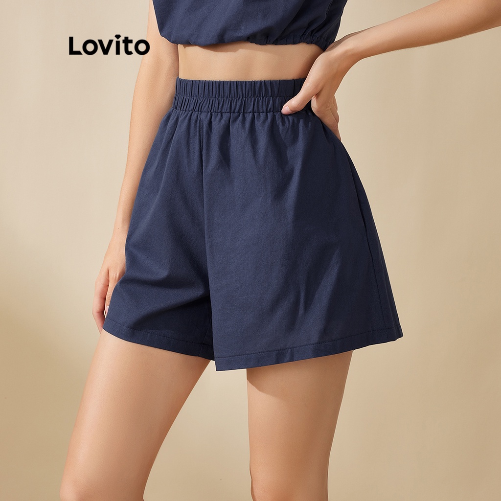 Lovito Quần Short Thun Trơn L20D1285 (Xanh Dương)