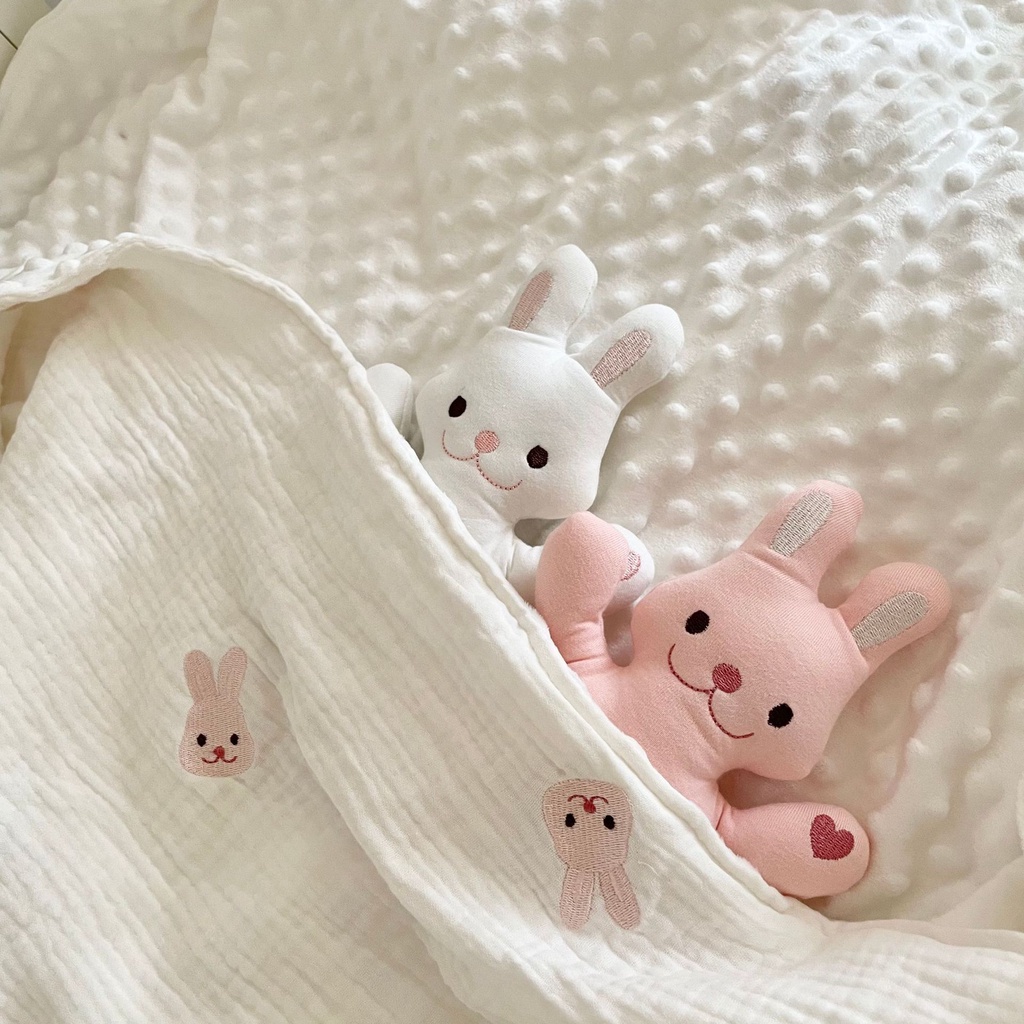 Chăn mềm thoáng khí thêu họa tiết hoạt hình dễ thương thích hợp cho bé