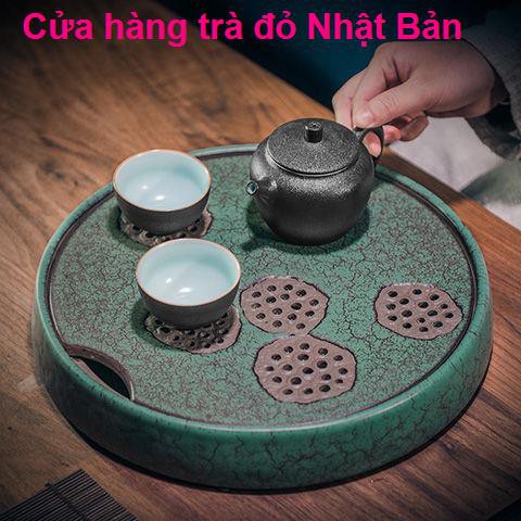 nhà ăn> Khay trà hoa sen lưu trữ nước gốm sứ Kung Fu Trung Quốc Bộ1