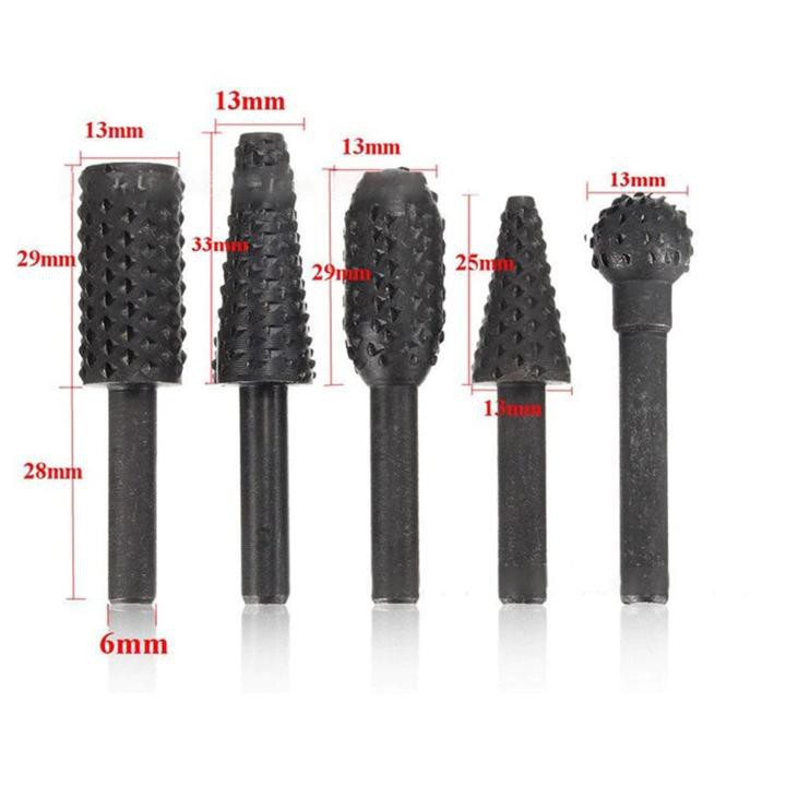 Bộ 5 đầu mũi phay mài khắc làm lũa gỗ đa năng - Mủi khoan doa lỗ lũa bonsai mini cán 6mm