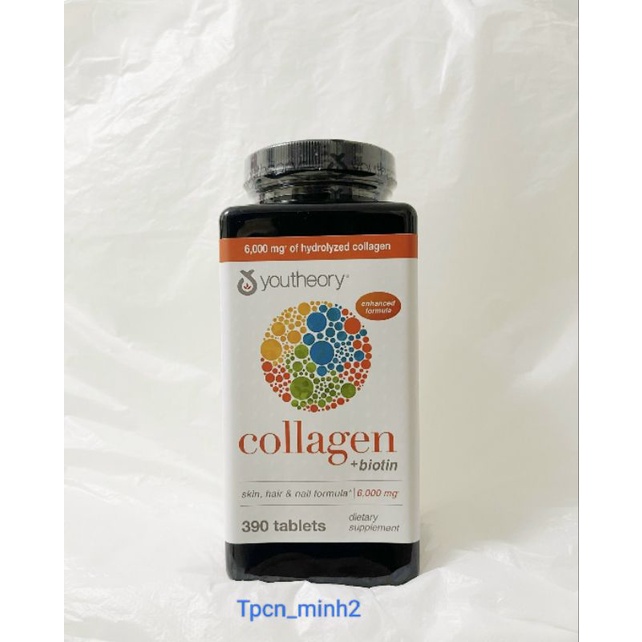 Viên uống đẹp da Collagen Youtheory+ Biotin 390 viên của Mỹ