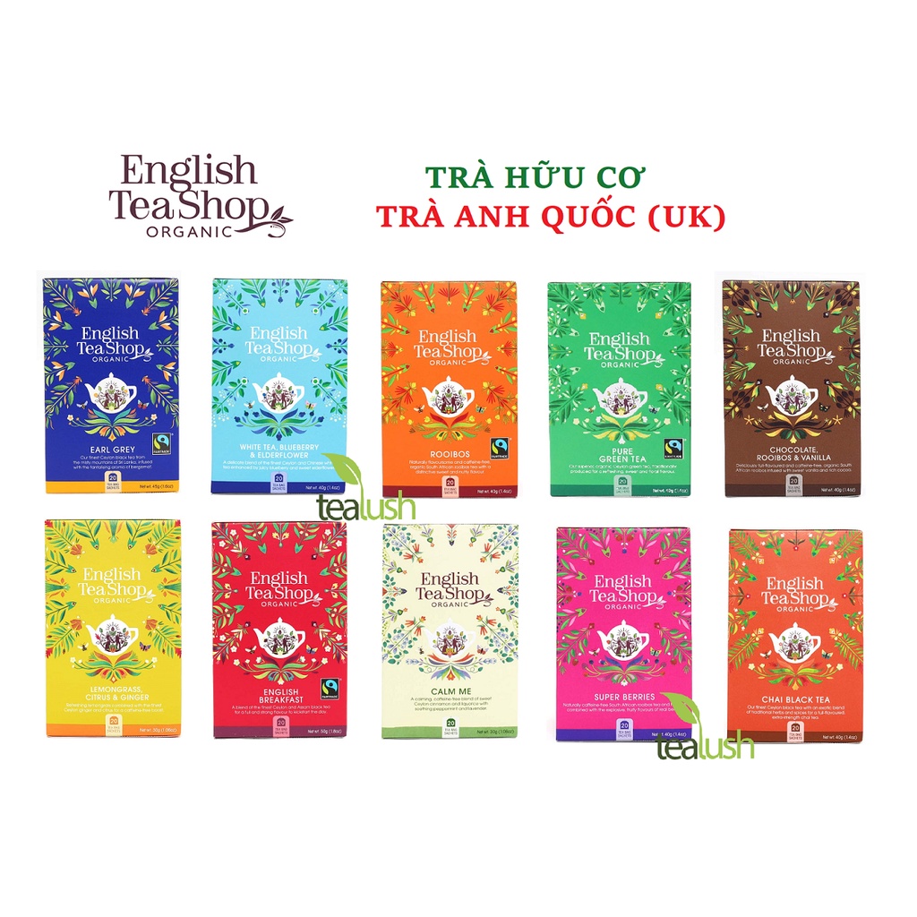 Trà túi lọc hữu cơ organic English Tea Shop  nhiều vị