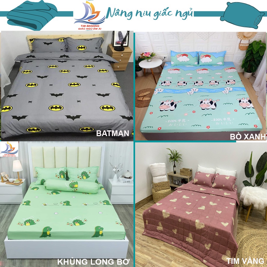Ga trải giường cotton poly 1m2,1m4,1m6,1m8 x 2m , Drap 4 mùa