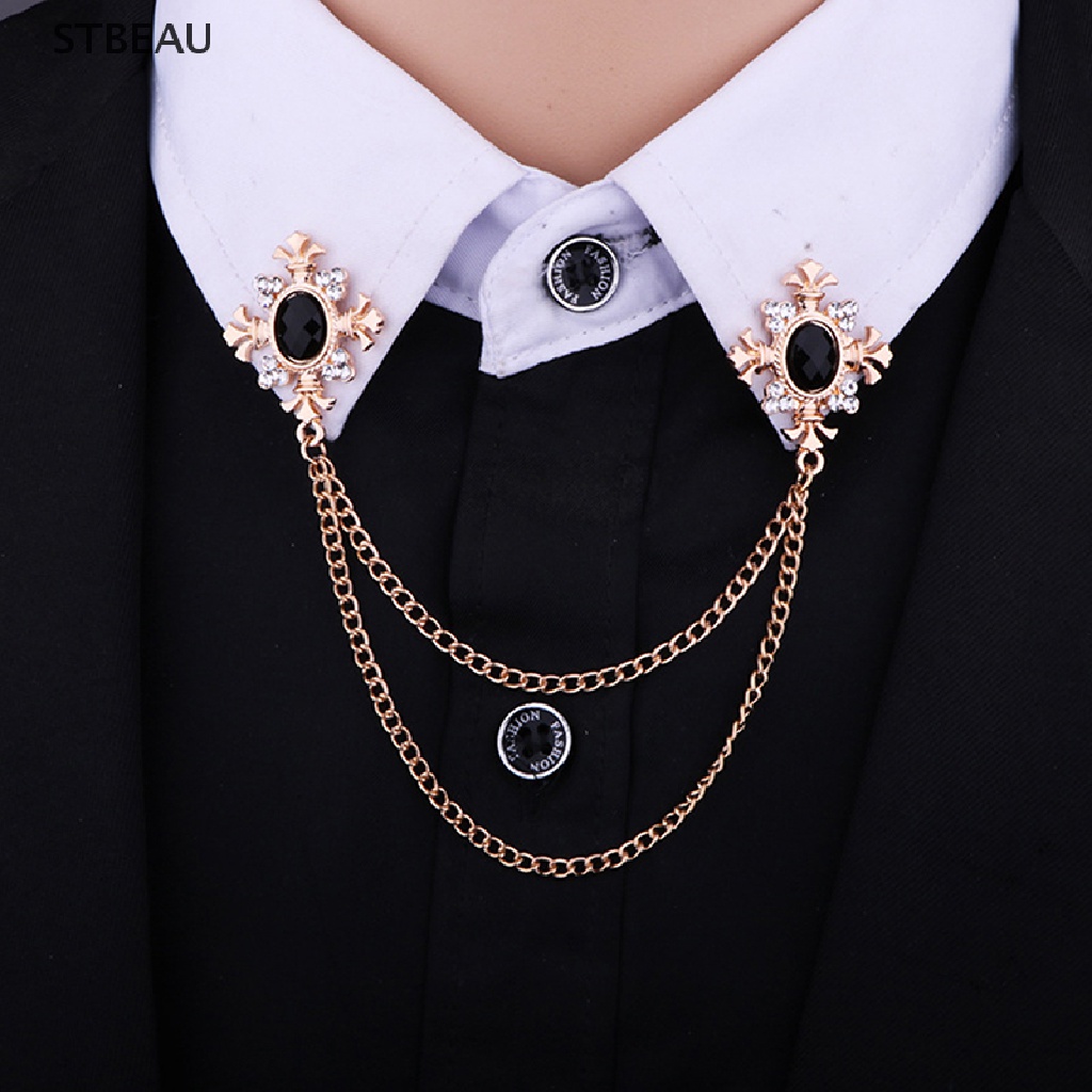 Ghim Cài Áo Hình Thánh Giá Đính Pha Lê Phối Dây Xích Tua Rua Thời Trang