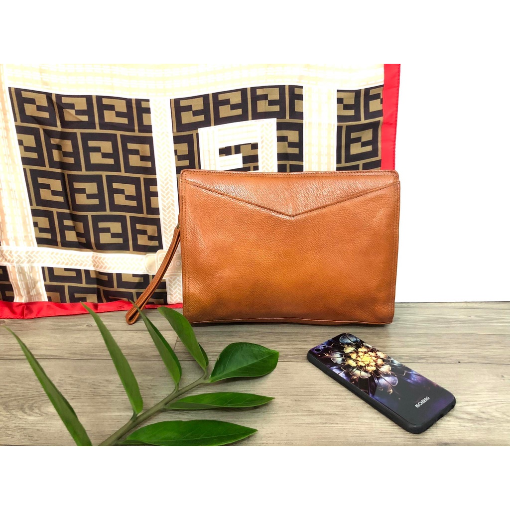 Thanh lý clutch nam da thật 100%, màu bò