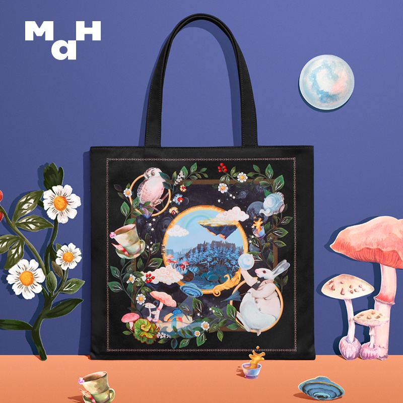 MAH Wander Túi xách chủ đề Trái đất Túi đeo vai sức chứa lớn