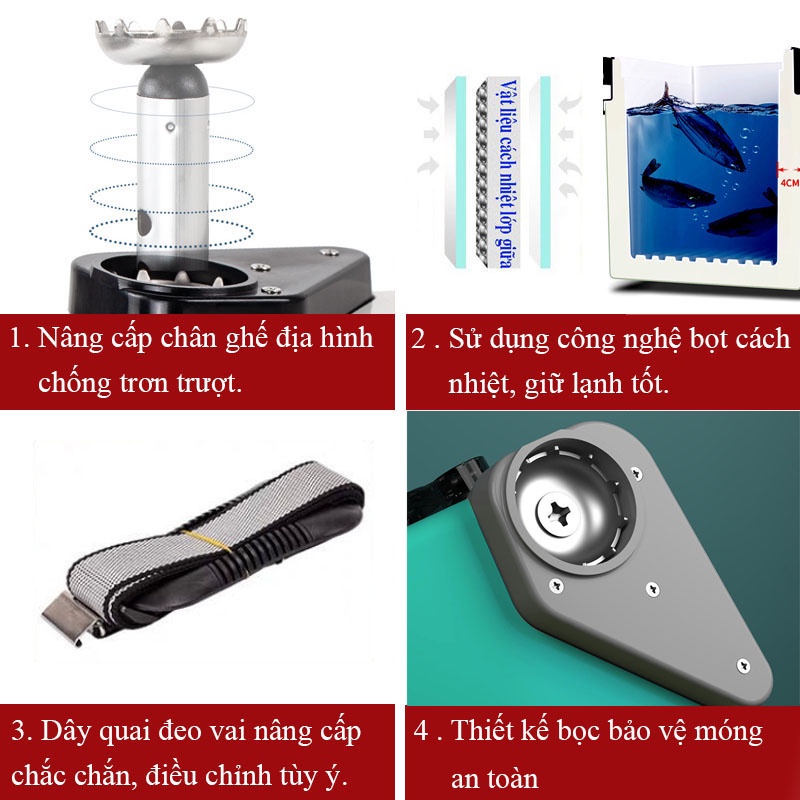Thùng Câu Đài Rice Fishing Đa Năng Thể Tích 29L Nắp Thùng Carbon, trọng lượng nhẹ, giữ nhiệt tốt KK-42