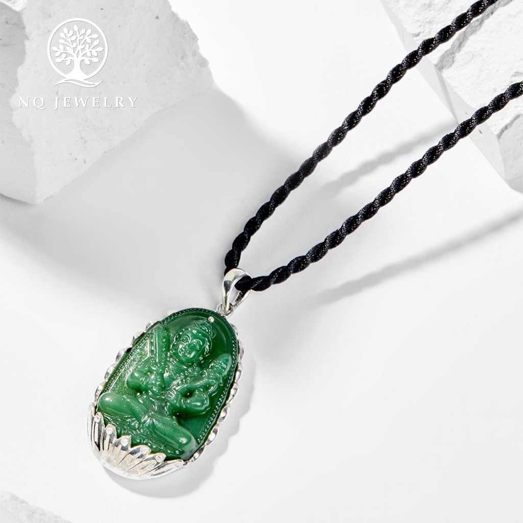 Phật bản mệnh xanh lá bọc bạc - NQ Jewelry