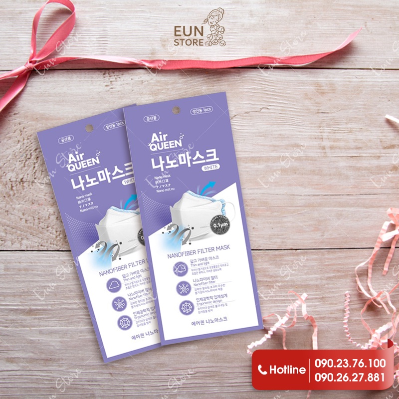 Khẩu Trang Y Tế Air Queen White Nanofiber Filter Face Mask