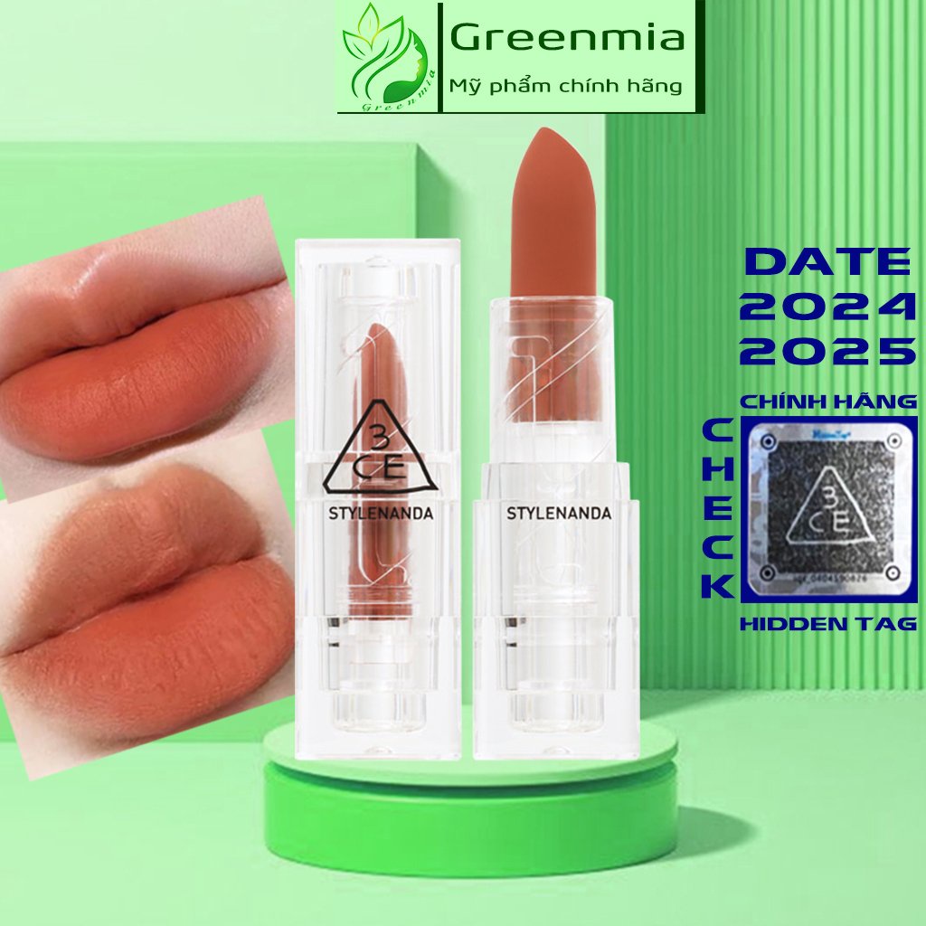 Son 3CE Soft Matte Lipstick Warming Wear Thỏi Lì Màu Cam Cháy Thiết Kế Trong Suốt Bền Màu CHÍNH HÃNG CHECK HIDDEN TAG