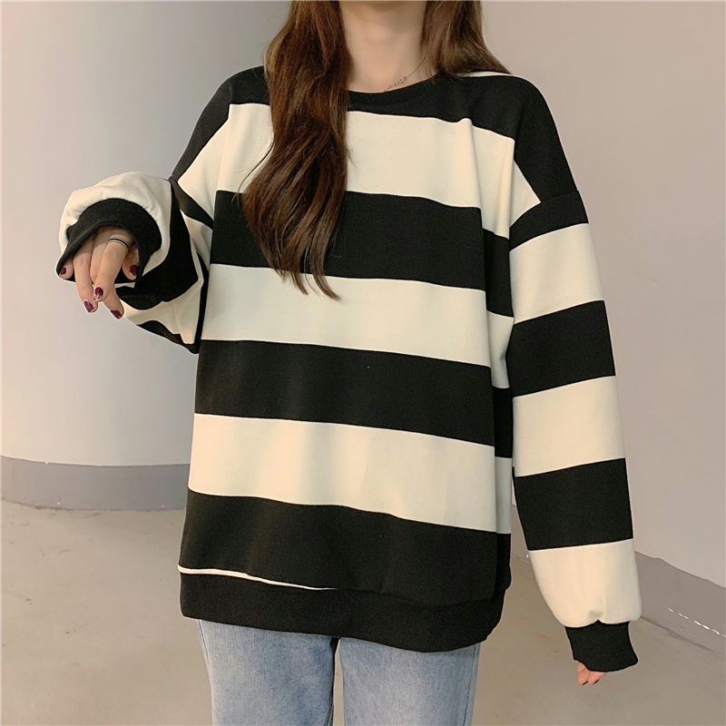 Áo nỉ SUXI dài tay cổ tròn thời trang Hàn Quốc cho nữ