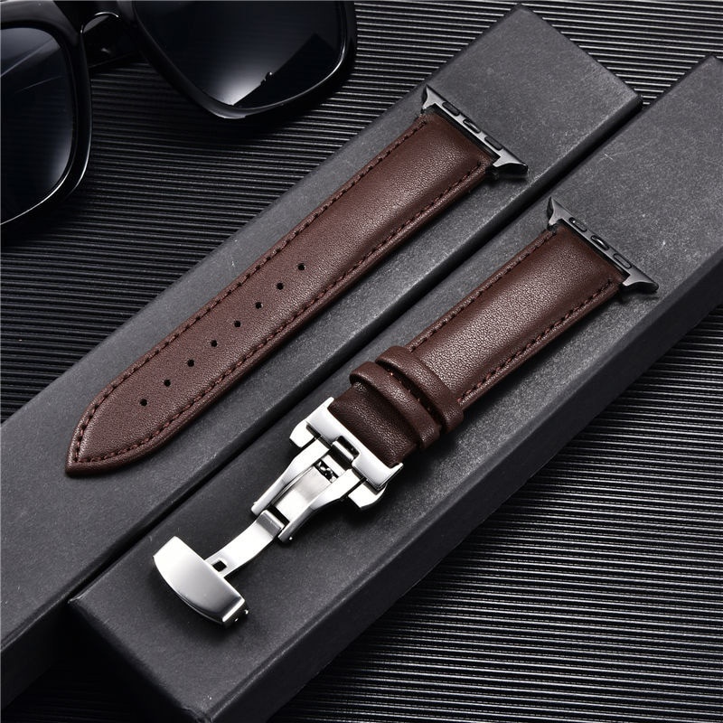 Dây Đeo Bằng Da Bò Thật Cho Đồng Hồ Thông Minh Apple Watch 6 Se 5 4 3 38mm 40mm 42mm 44mm