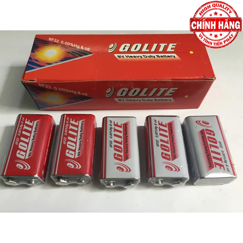 Hộp 10 Viên Pin vuông 9V Golite Heavy Duty Battery 6F22