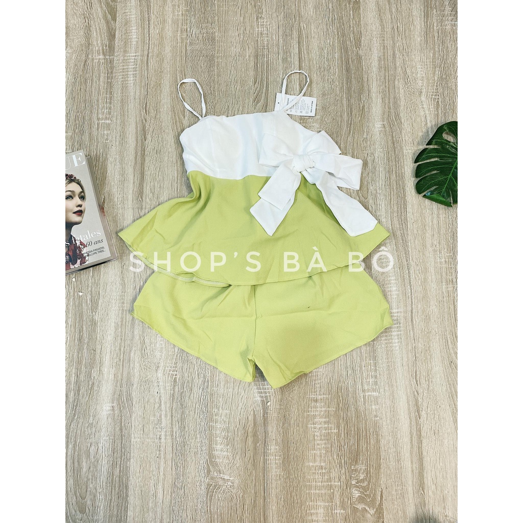 Set hai dây phối nơ cho nữ mặc đi chơi siêu phong cách tiểu thư siêu xinh, điệu đà