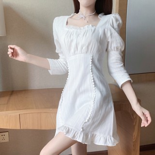 Đầm xòe trắng tay phồng lỡ (Xem ảnh thật ở cuối)