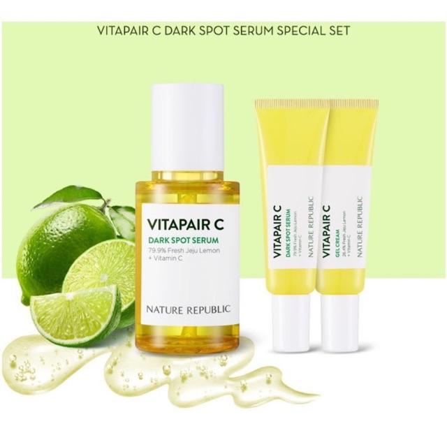 Bộ dưỡng da Nature Republic Vitapair C Dark Spot Serum Special Set iúp làm sáng và phục hồi da