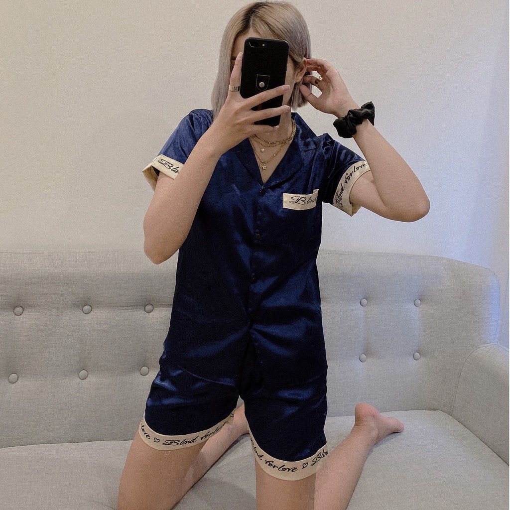 Bộ Ngủ Lụa Cộc Tay - Bộ Pijama Lụa Cao Cấp [FREESHIP] Hàng Thiết Kế, Chất Lụa Mịn Màng, Form Rộng Thoải Mái,Thoáng Khí