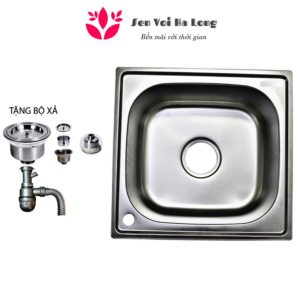 {HÀNG CHUẨN} Chậu rửa bát 1 hố INOX và Xả chậu - Bảo hành 12 tháng