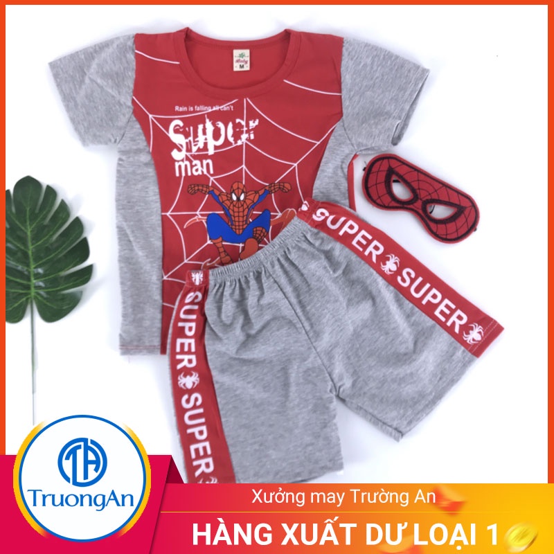 Hàng xuất dư, Bộ quần áo trẻ em cotton 100% hình người nhện(Loại 1)