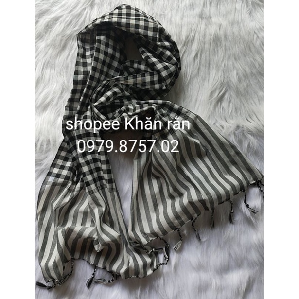 Khăn rằn nam bộ loại đẹp_40x155cm đen trắng tua rua