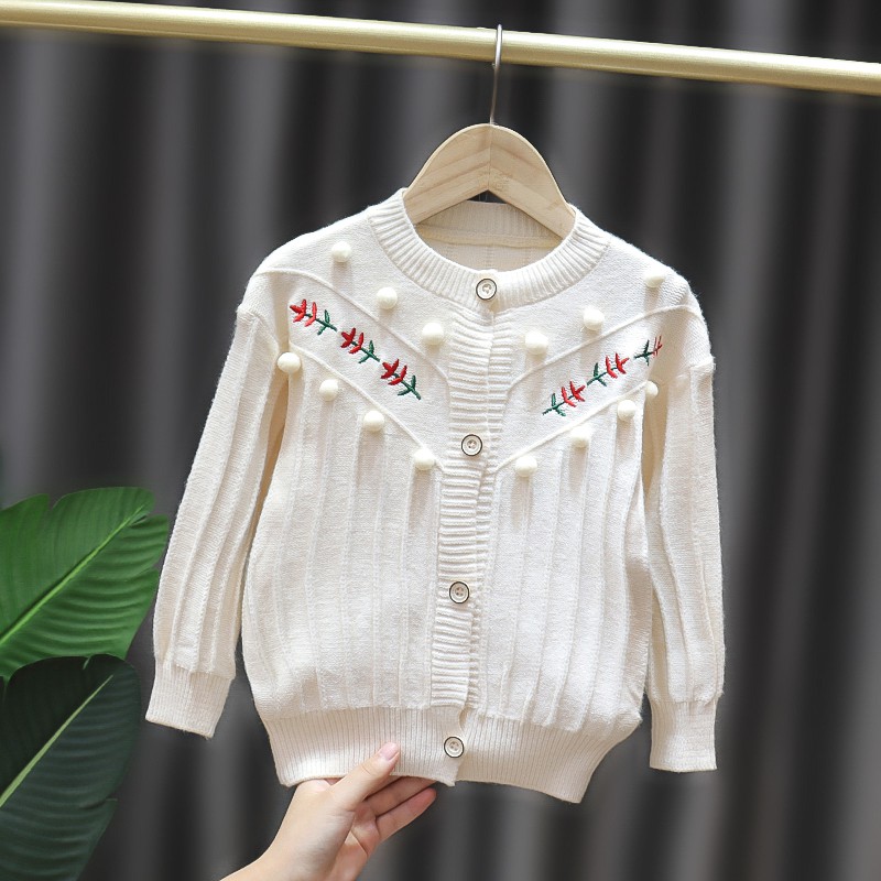 Áo Khoác Cardigan Dệt Kim & Áo Khoác Thêu Hoa Nhỏ Dễ Thương Thời Trang Mùa Thu Cho Bé Gái | BigBuy360 - bigbuy360.vn