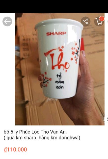 Bộ 5 ly phúc lộc thọ vạn an ( ship từ 2 hộp chỉ giao tphcm)