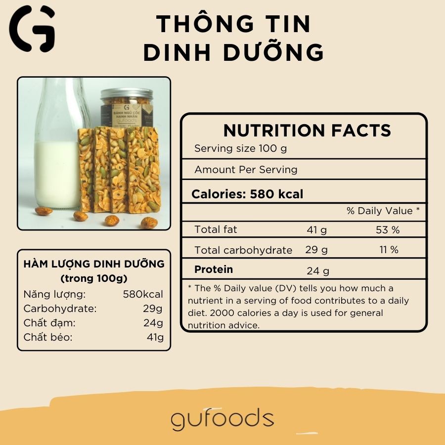Bánh ngũ cốc hạnh nhân GUfoods (bánh ngói Tuiles) - Lành mạnh - Bổ dưỡng - Thơm ngon