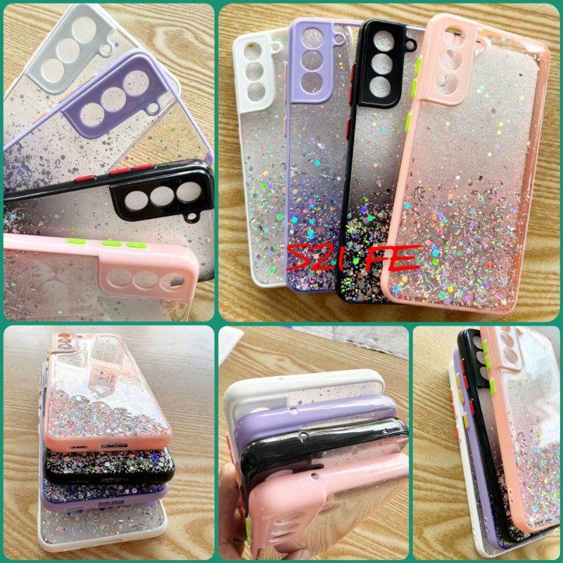 Ốp lưng Samsung S21FE / S21 FE viền dẻo lưng kim tuyến bảo vệ camera
